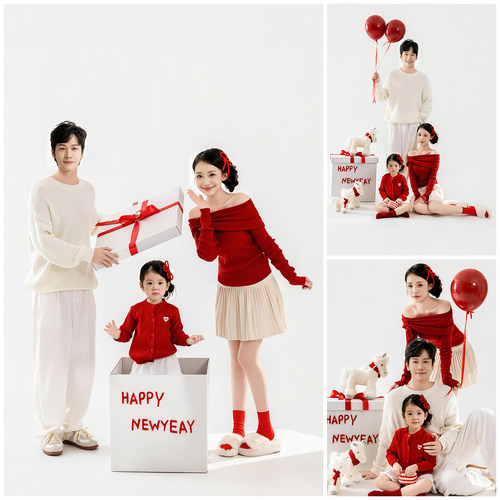 新年毛衣亲子主题摄影服装
