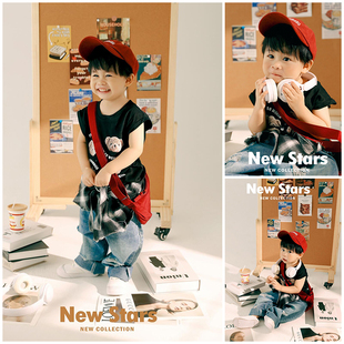 儿童摄影服装道具美式潮童主题牛仔男孩艺术照拍照衣服影楼写真照