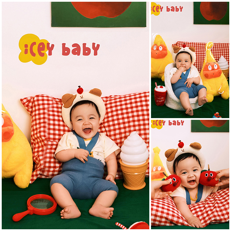 蓝色背带裤拍照衣服道具