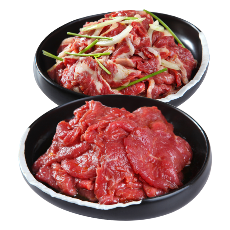 东北拌肉食材燕翅肉牛肋排瘦牛肉半成品家庭烤肉露营烧烤1000g