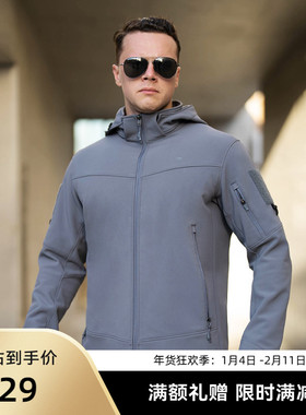 SANFO PLUS御风加绒加厚防风防泼水男户外保暖连帽软壳外套22822