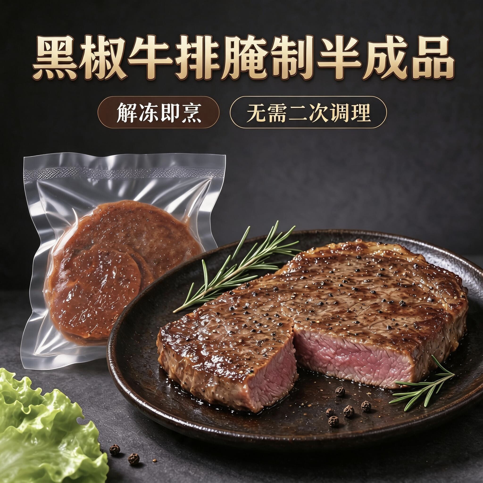 菲力黑椒牛排5斤原切腌制半成品