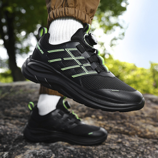 大童男鞋跑步鞋2025新款网面透气学生旋转扣大码鞋子青少年运动鞋