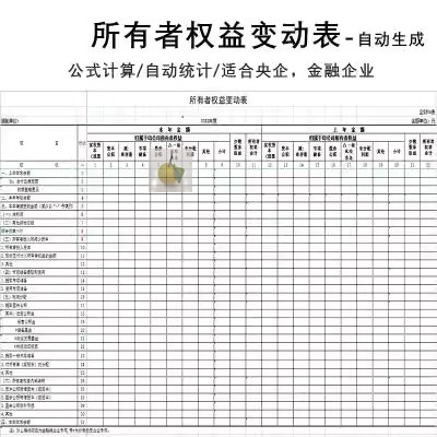 所有者权益表自动生成模板带公式自动汇总计算母公司权益增减变动
