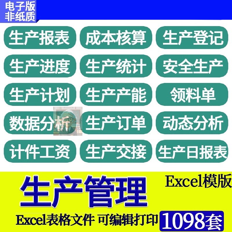 车间PMC生产管理产能订单进度计件统计报表可视化excel表格模板库