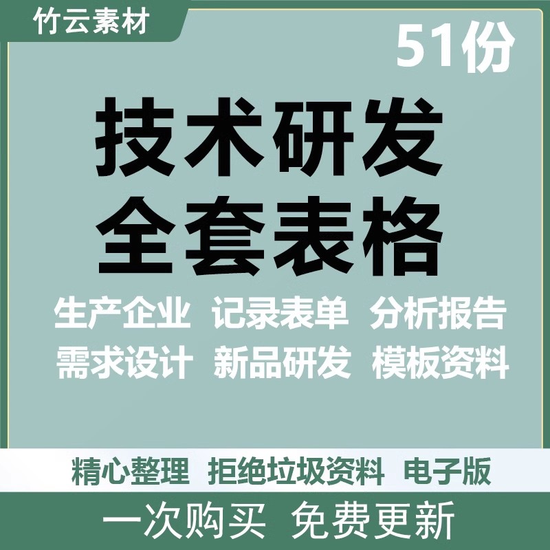 生产企业技术研发全套表格记录分析报告需求计划新产品电子模版