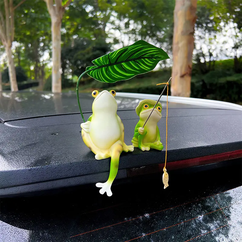 车载可爱悠闲坐姿青蛙撑伞
