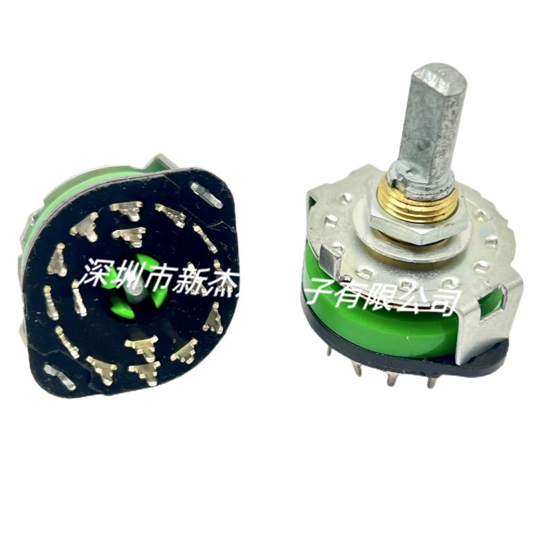 ALPS铁波段开关4刀12档 360度无限旋转SRRM1C7800轴长20mm半轴