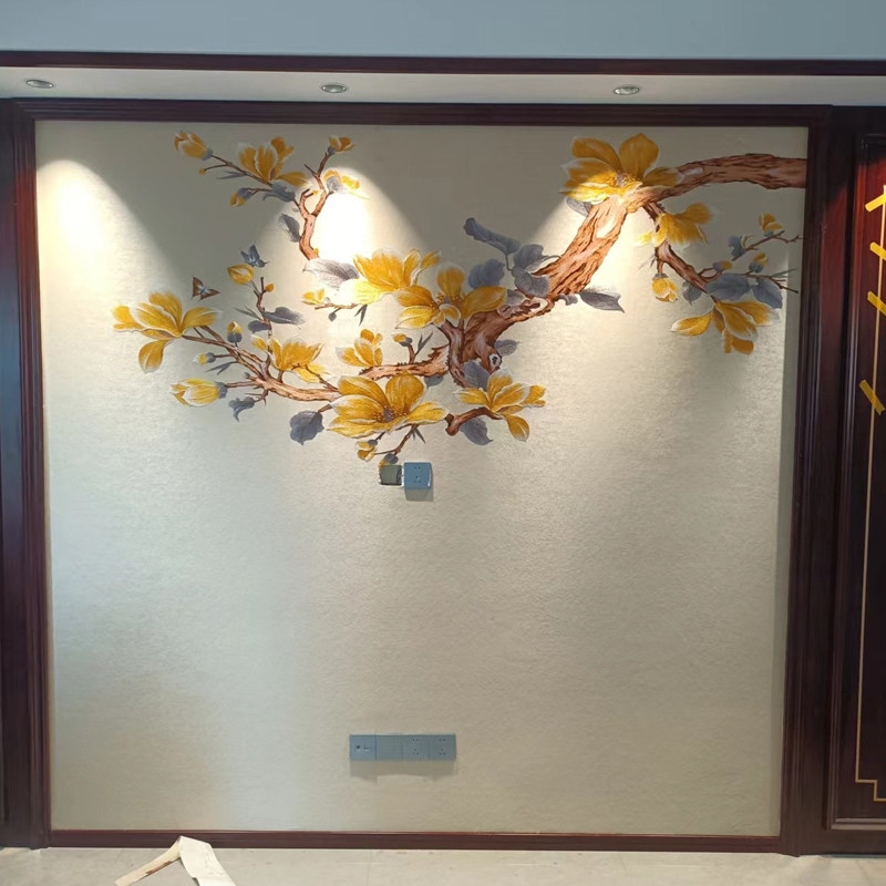 独绣刺绣无缝壁布独秀惊艳四起玉兰客厅电视沙发背景墙布新中式,家装主材,无缝墙布/无缝壁布,淘宝优惠券,粉丝福利购,淘宝优惠卷