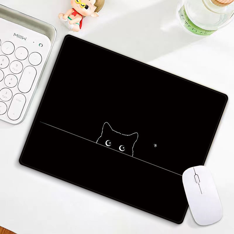 小黑猫鼠标垫小号电竞电脑桌垫