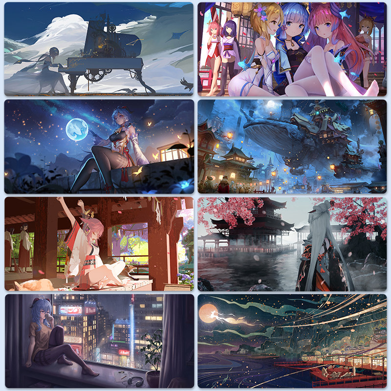 原神皮革鼠标垫防水防油桌垫免洗pu皮钟雨书桌垫子超大电竞键盘垫