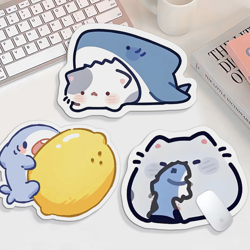 异形鼠标垫子女生高颜值办公室鲨鱼猫小号滑鼠垫子笔记本电脑桌垫