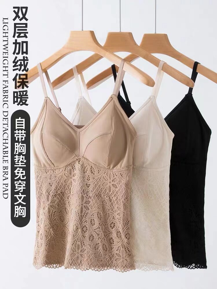 带胸垫锦纶加绒加厚性感女