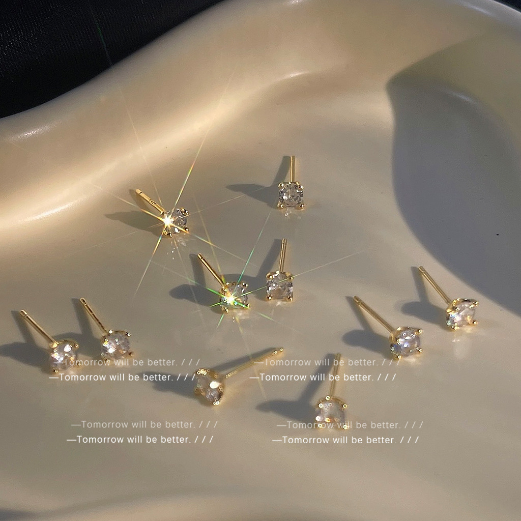 睡觉不用摘！精致mini锆石耳钉女日韩小巧耳骨钉日常通勤款耳饰品