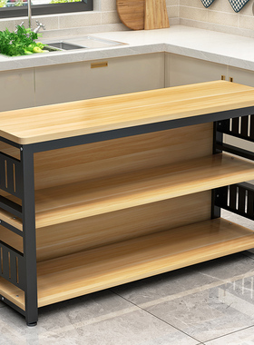 厨房置物架落地多层多功能微波炉收纳储物柜子简约长方形切菜桌子