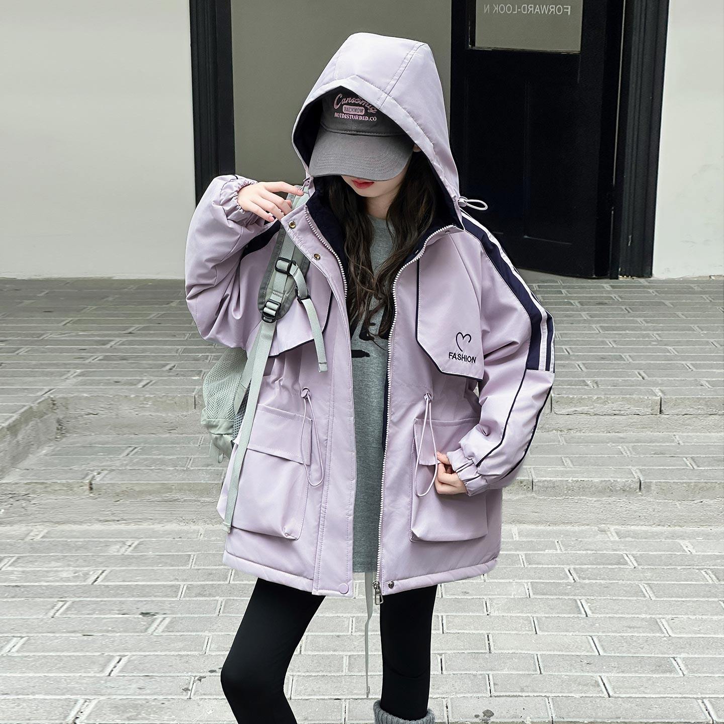 女童冲锋衣外套夹棉加厚秋冬2025新款儿童初冬深秋女大童二棉棉服