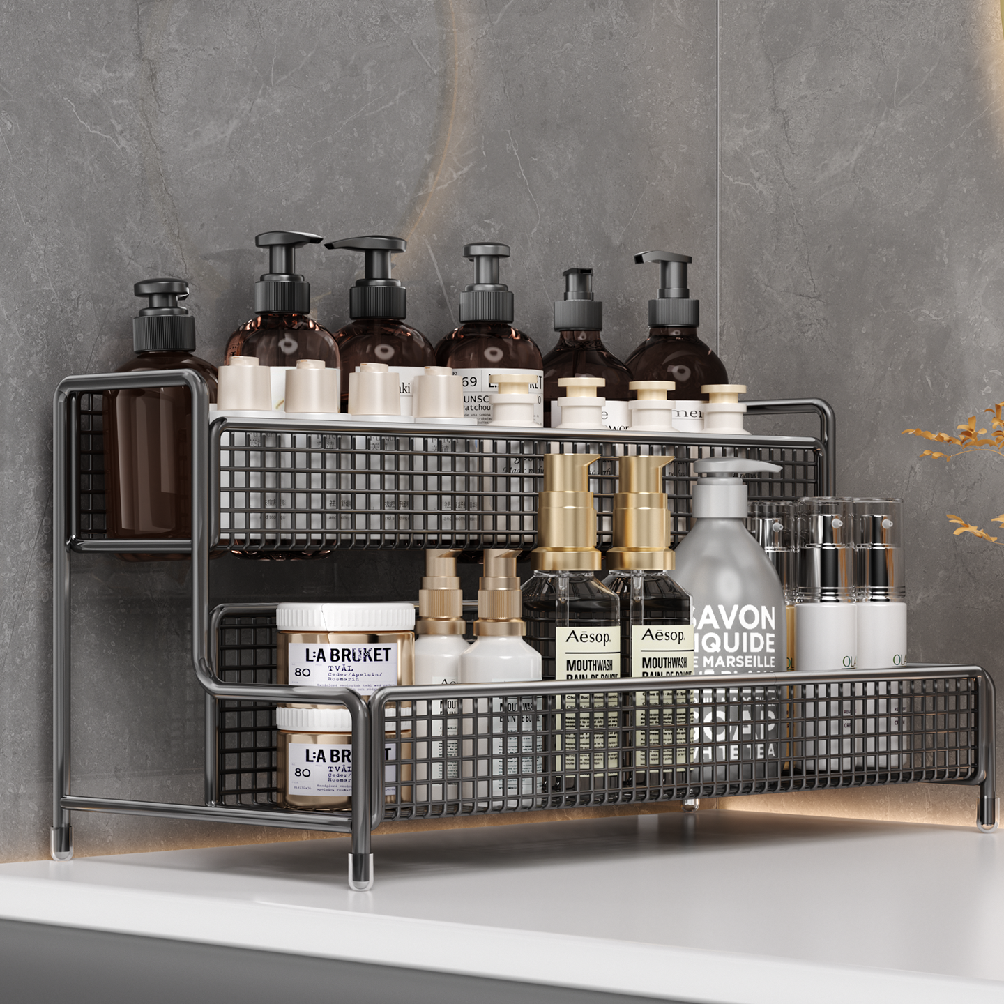 卫生间洗漱台置物架洗手台面浴室沐浴露收纳架洗手间分层收纳篮子,收纳整理,整理架/置物架/收纳架,淘宝优惠券,粉丝福利购,淘宝优惠卷