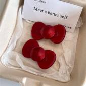 新年氛围感红色亚克力蝴蝶结发夹女韩系温柔风小众通勤百搭发饰