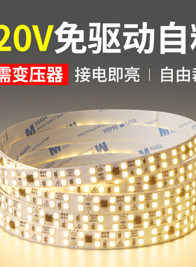 220v伏高压灯带自粘 led灯条线形线型灯线槽灯软贴片客厅氛围灯带