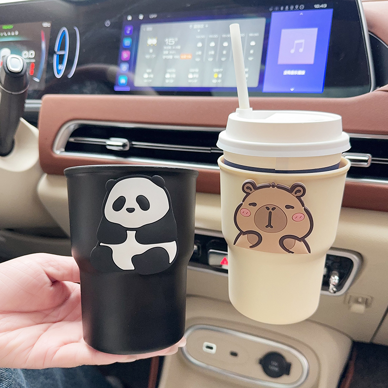 汽车卡通储物盒车载放置收纳袋出风口水杯架车内用多功能茶杯架女