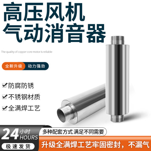 不锈钢气动消音器风机排气降噪外接消声器风管消音