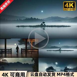 4K高清视频唐朝刘禹锡望洞庭湖光秋月两相和潭面无风镜未磨遥素材