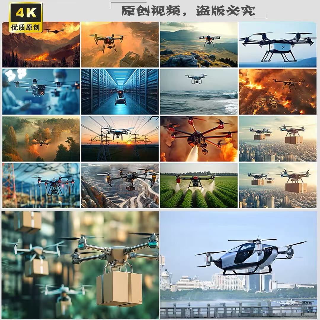 eVTOL无人机消防救援巡检无人机低空经济农业无人机载人视频素材