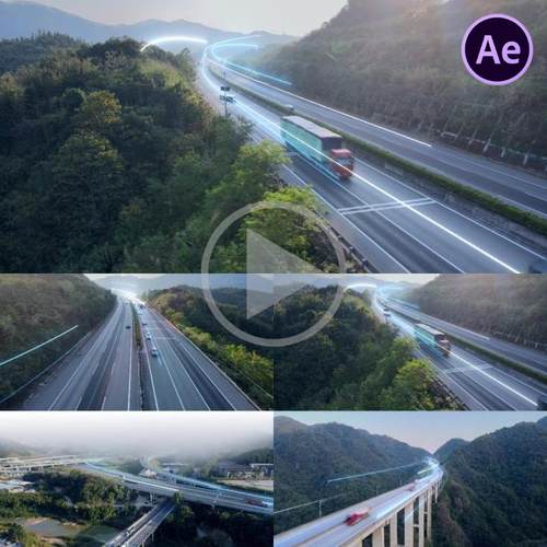 智慧交通道路万物互联AE模板大数据车网能未来络驾驶辅助流自动字