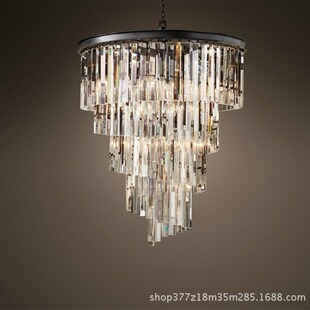 美式 会所RH高端螺旋水晶吊灯简约客厅酒店创意工程楼梯间水晶吊灯