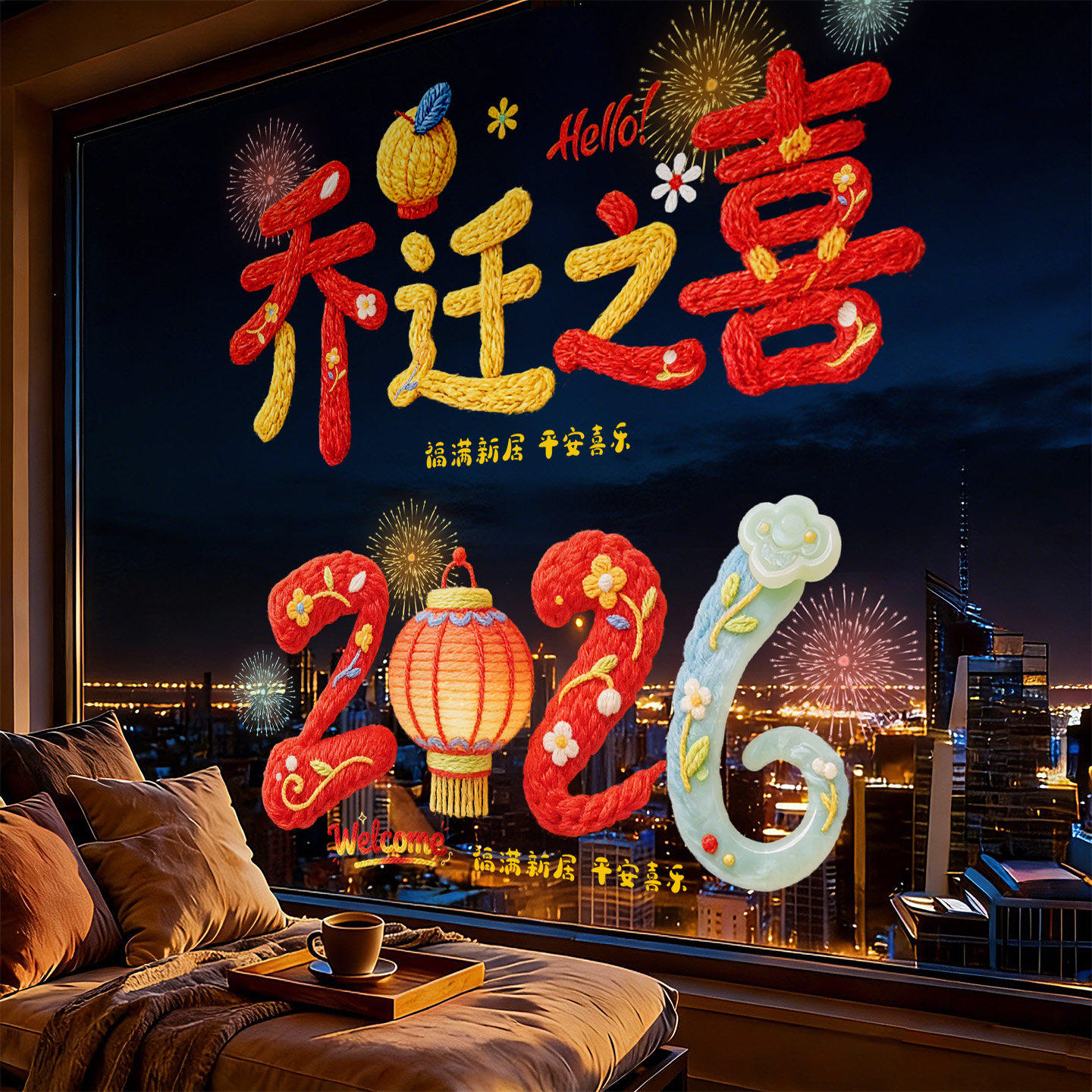 乔迁之喜装饰窗花静电贴2026横版毛绒玻璃窗贴门贴贴纸气氛围布置,节庆用品/礼品,喜字/剪纸/贴纸,淘宝优惠券,粉丝福利购,淘宝优惠卷