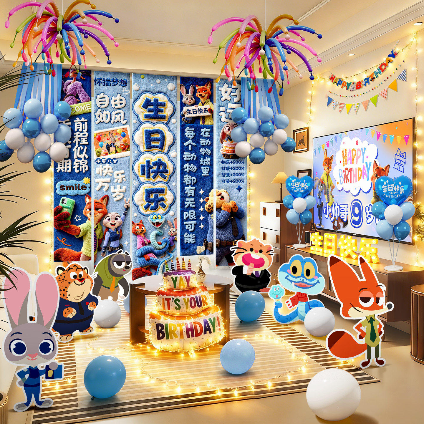 疯狂动物城主题生日场景布置装饰仪式感4小男孩7儿童5岁9尼克朱迪,节庆用品/礼品,气球,淘宝优惠券,粉丝福利购,淘宝优惠卷