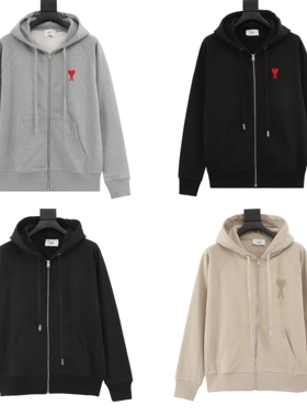 秋冬男女士拉链外套连帽衫卫衣情侣刺绣爱心卫衣Aami休闲上衣