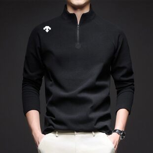 奥特莱斯撤柜丨半高领打底衫长袖上衣男士秋冬内搭双面德绒体恤衫
