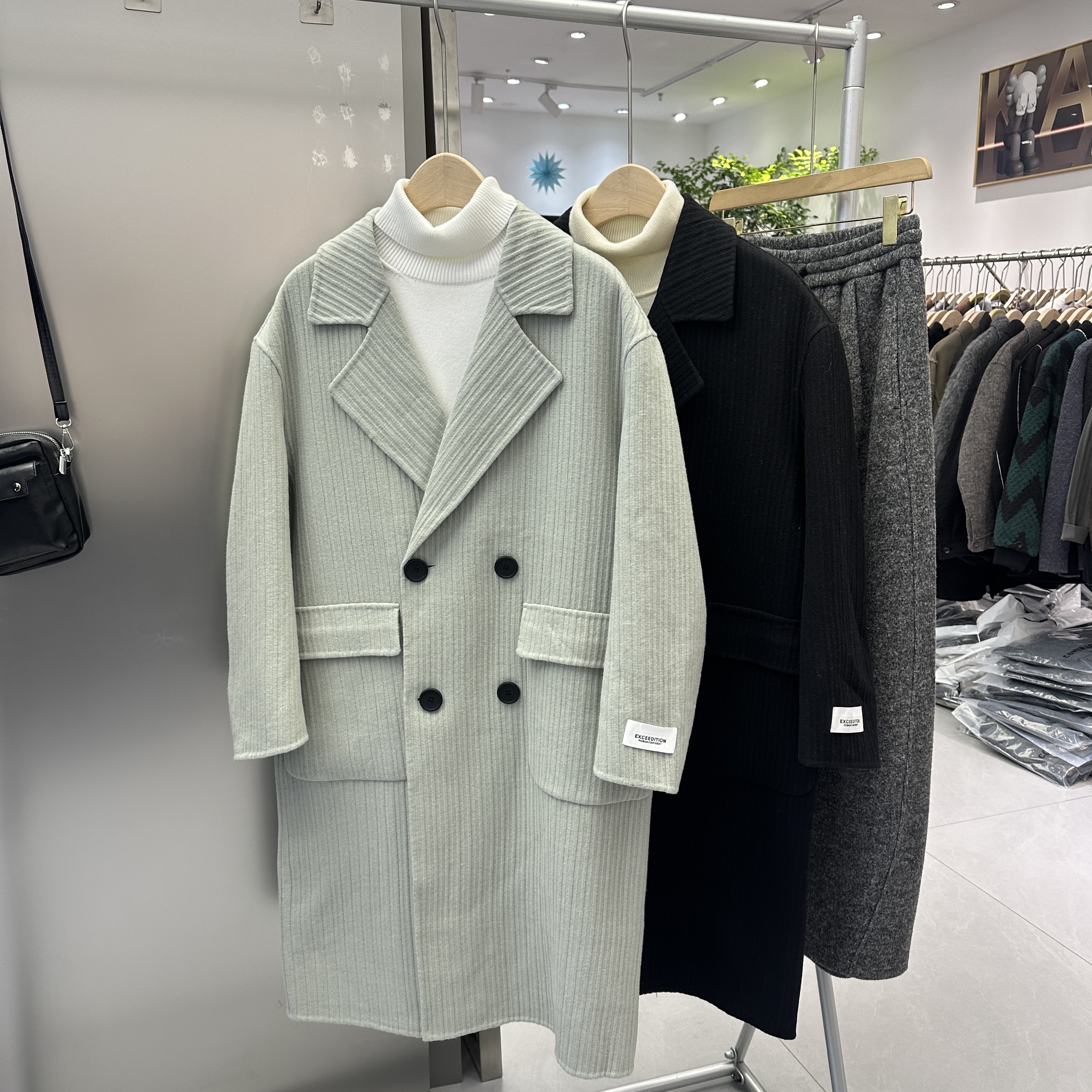 2025秋冬新款男士双面羊绒大衣中长款韩版宽松羊毛呢子外套男装