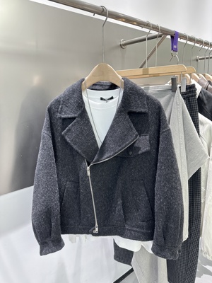 羊毛落肩宽松双面呢大衣毛呢外套短款呢子冬季男士痞帅夹克上衣男