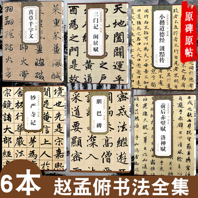 赵孟俯书法全集6本赵孟俯汲黯传小楷字帖道德经妙严寺记前后赤壁赋洛神赋字帖赵体楷书毛笔胆巴碑字帖真草千字文赵孟俯三门记原贴