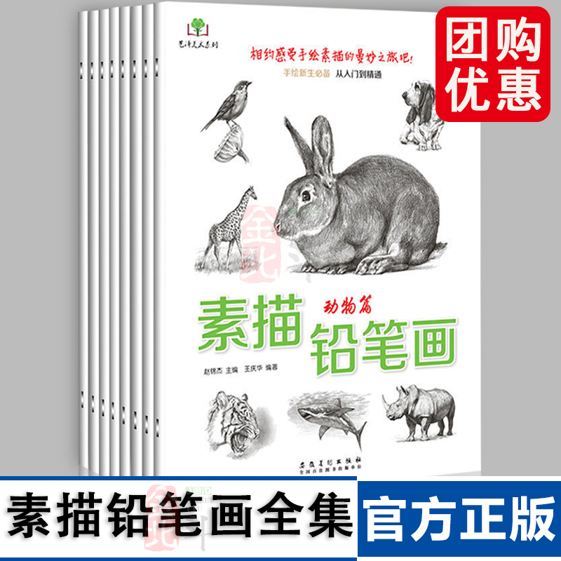素描书 入门教材书籍铅笔画动物篇美食篇人物花卉昆虫篇手绘 从入门到精通儿童成人学素描画教程美术铅笔静物画画自学零基础