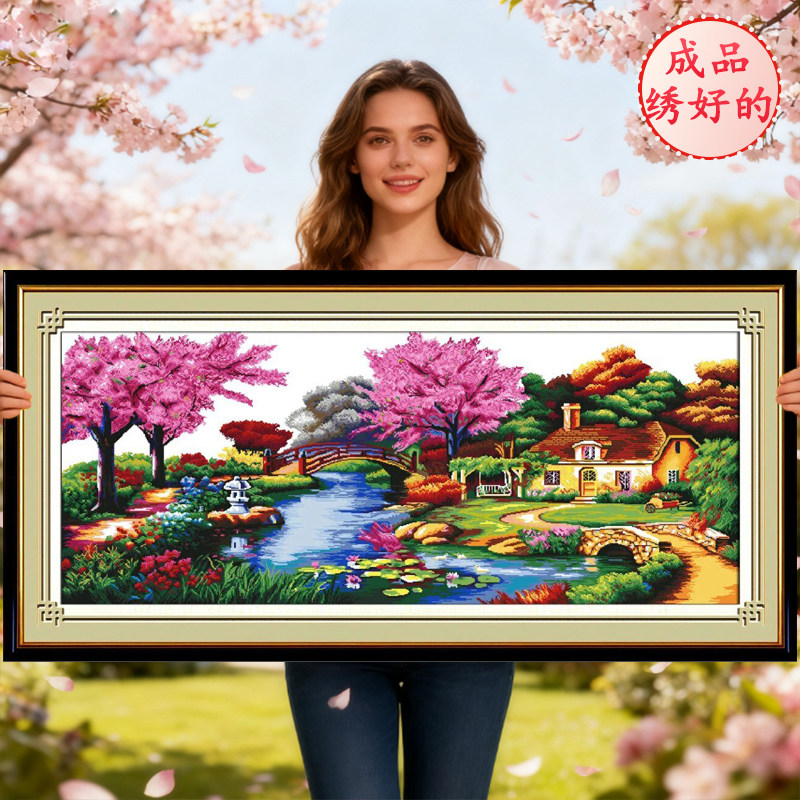 新款出售客厅风景山水画电脑机绣