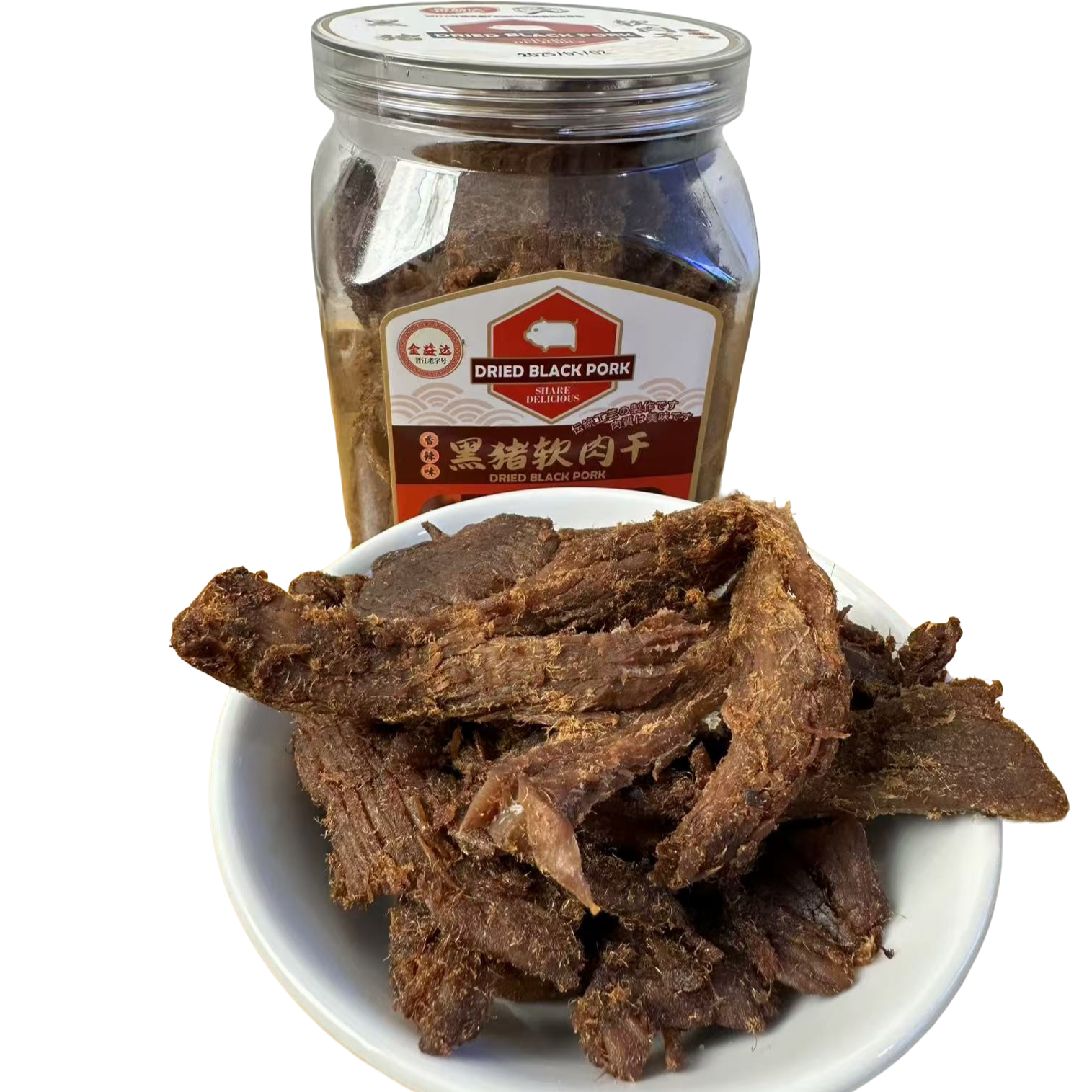 金益达黑猪软肉干400g猪后腿肉紧实肉脯解馋零食大罐装休闲食品