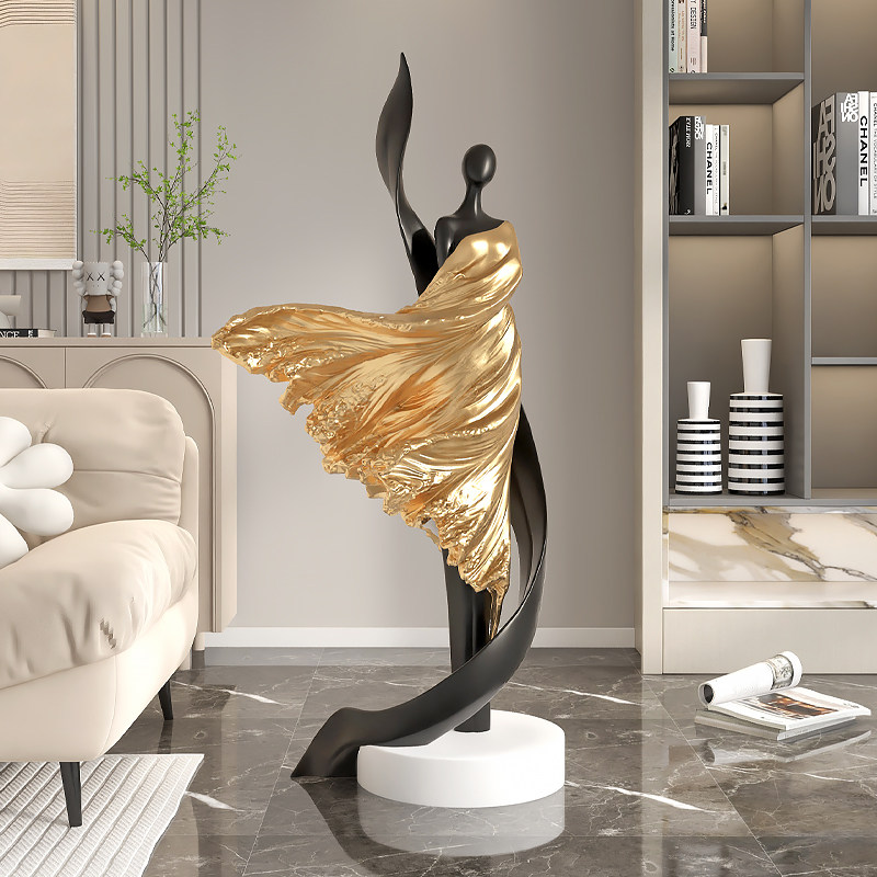 大型抽象女孩轻奢落地摆件客厅沙发电视柜旁艺术高级感玄关雕塑