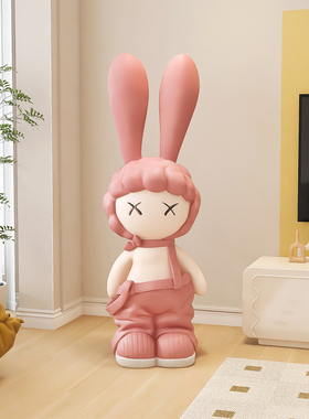 兔子娃娃时尚的大客厅地板站立的装饰品家庭装饰品旁边的电视柜乔
