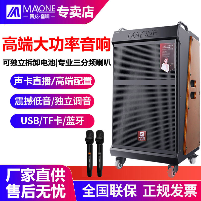 曼龙广场舞音响大功率高端K歌带声卡蓝牙调音台直播专业户外音箱