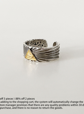 官方正品MASKEDFOXES荷鲁斯之眼开口戒指男女镀925银可调节指环