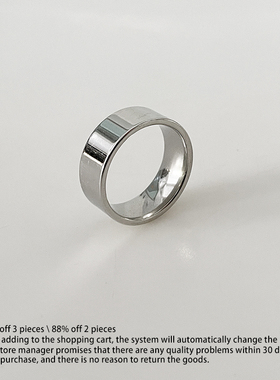 MASKEDFOXES潮牌钛钢不褪色ins冷淡风纯银色光面简约圆滑戒指男女