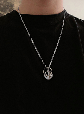 官方正品MASKEDFOXES王一博同款简约指环圆牌项链个性钛钢毛衣链