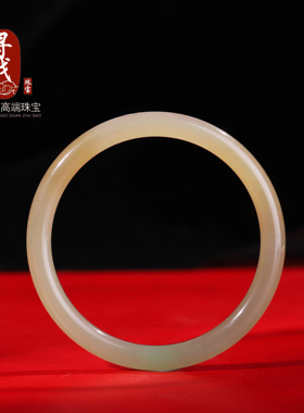 和田玉圆条晴水手镯叮当镯子