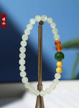 通勤可佩戴款的和田玉晴水手链6m