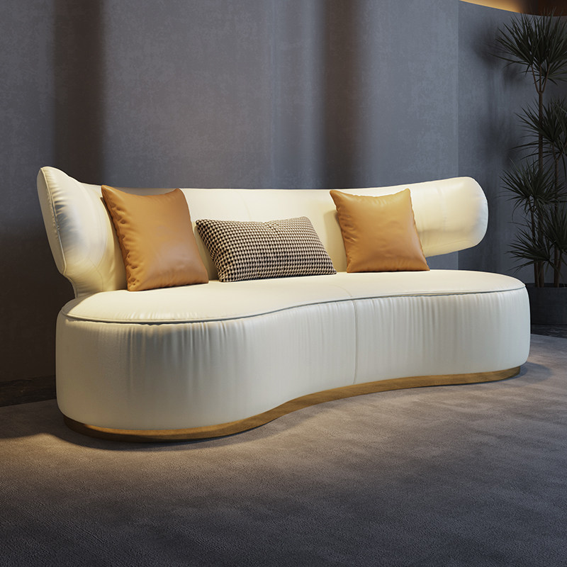 意式极简轻奢真皮沙发客厅现代简约双人位头层牛皮弧形沙发小户型
