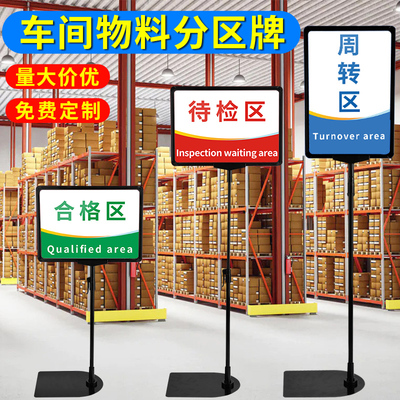 成品区标识牌仓库建筑材料展示牌车间物料指示牌落地式分区标志牌警示牌标牌定做半成品区域划分牌立式牌支架