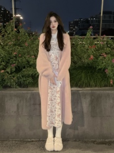 【特价清仓】冬日篇樱花约定 仿貂绒中长款毛衣开衫外套女春季